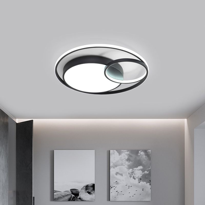 Lampe circulaire encastrée Simple en acrylique, plafonnier LED noir/blanc/or pour dortoir, lumière blanche/3 couleurs