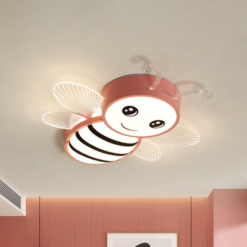 Metal Bee Flush Mount Plafond Verlichting Armatuur Kids Stijl LED Dicht Bij Plafond Lamp