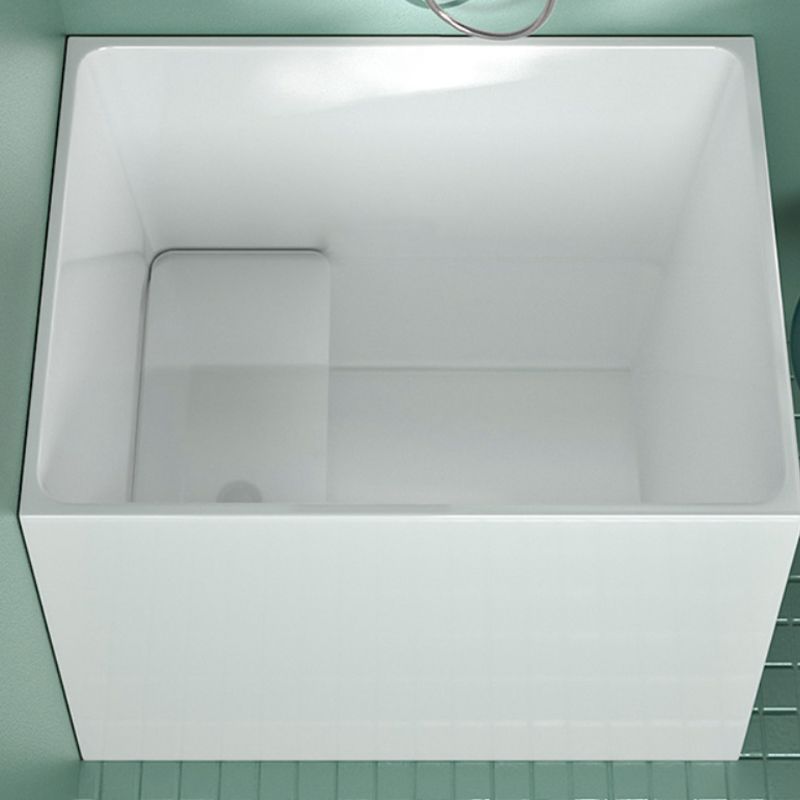 Modern Rectangle White Bathtub Acrylic Back to Wall with Drain Bath Tub