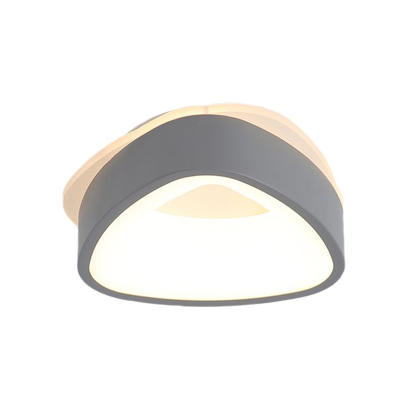 Nordic Hollowed Triangle/Round/Square Flush Lamp Metallic LED Foyer Ceiling Mounted Light in Grey/White