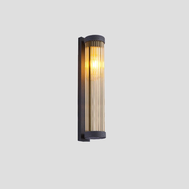 Black 1-Light Wall Lamp in Modern Concise Style Cylindrical Glass Wall Light