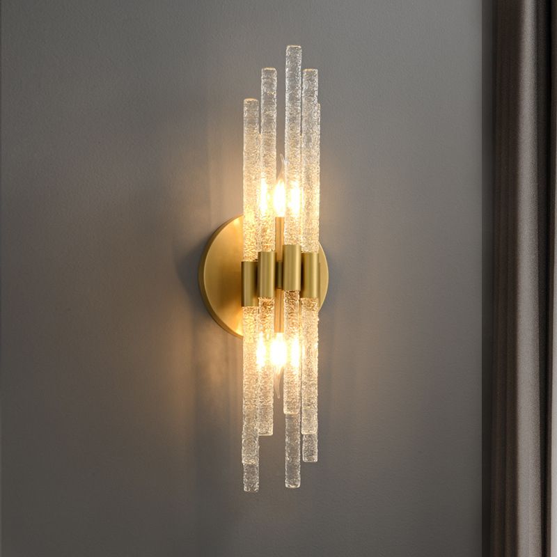 Modern 2 - Light Wall Mounted Sconce Brass and Glass Wall Light in Gold and Clear