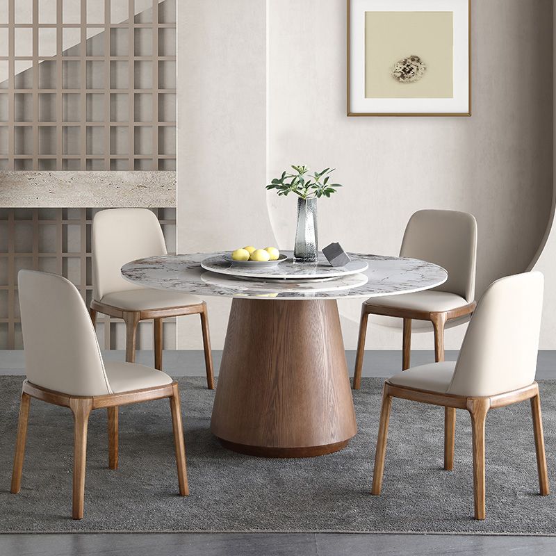 Round Dining Table Set 1/4/5/7 Pieces Solid Wood Pedestal Dining Table and Chairs