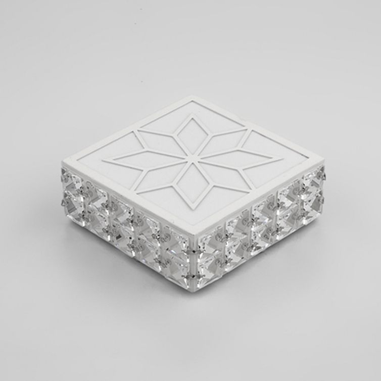 Plafonnier LED carré de style créatif et moderne, plafonnier en cristal avec trou de 2.5 à 3.5 pouces de diamètre