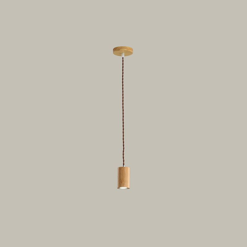 Geometric Shaped Ceiling Pendant Simple Wooden LED Kitchen Suspension Light in Beige