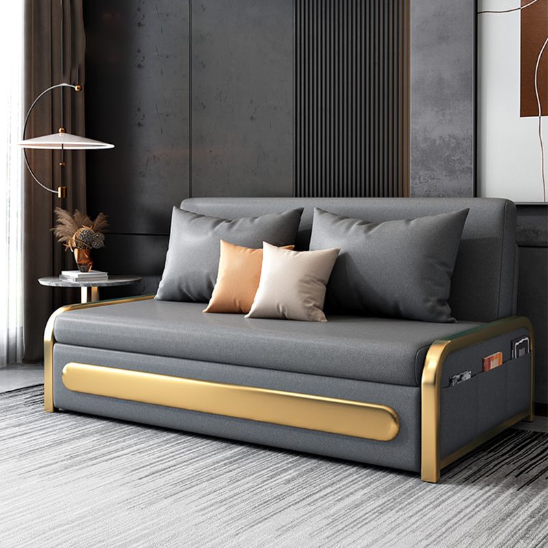 Glam Pillow Included Sofa Futon Grey Cushion Back Futon Sofa Bed