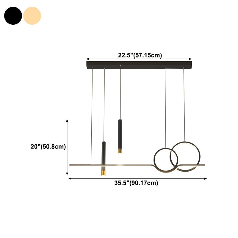 Postmodern Style Unique Shape Island Pendant Metal 5 Light Island Lighting for Dining Room