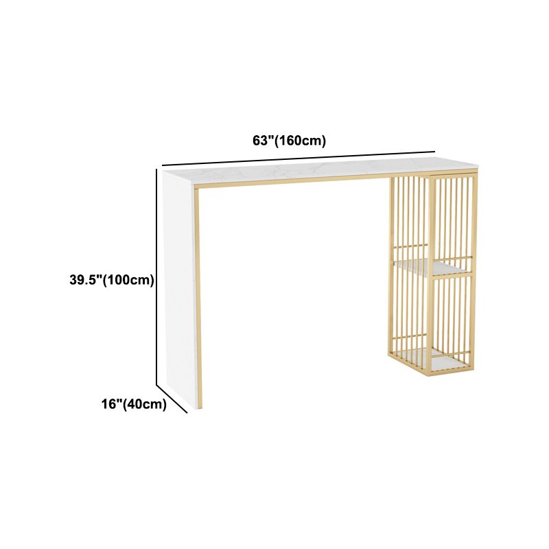 Glam Style Bar Table Faux Marble Bar Dining Table with Storage Shelf