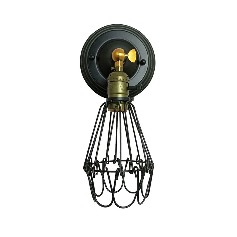 Black Wall Sconce Geometric Shape Wall Light with Metal Shade for Bedroom