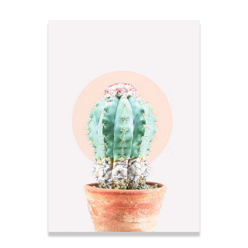 Toile imprimée d'art de plante de Cactus texturée, décoration murale tropicale pour salon, couleur douce