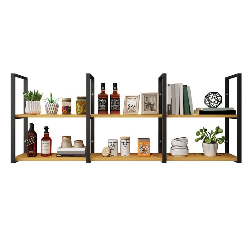 Wall Mounted Storage Bookshelf Industrial Floating Bookcase with Rectangle Shelves