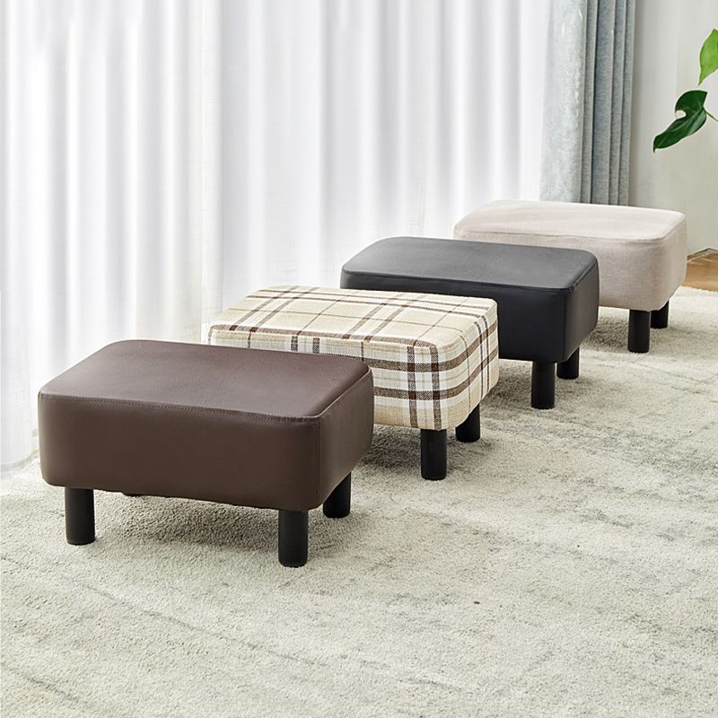 Contemporary Ottoman Faux Leather Upholstered Rectangle Ottoman