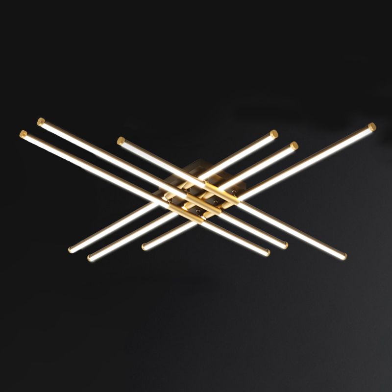 New Modern Linear Sputnik Flush Mount Ceiling Light Aluminum Living Room Flush Light