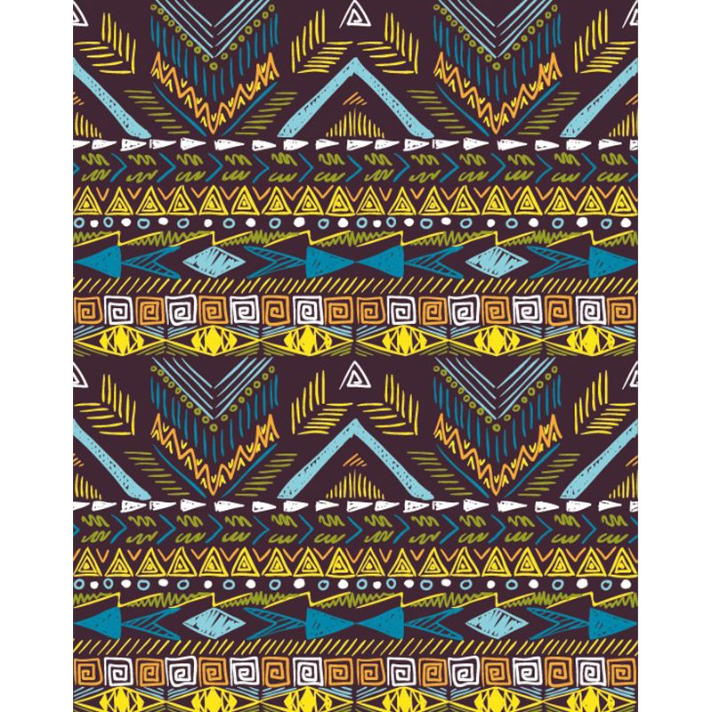 Bohemia Chevron Murals Wallpaper Yellow-Blue Stain Resistant Wall Decor for Home