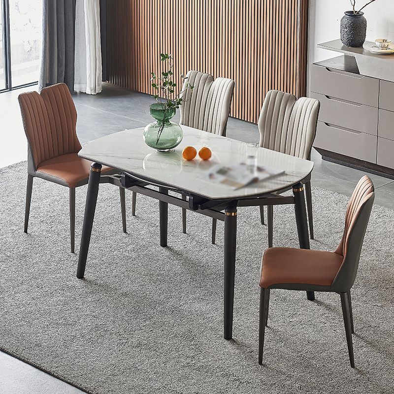 Modern 1/4/5 Pieces Dining Sintered Stone Dining Table Set with Metal Legs for Home