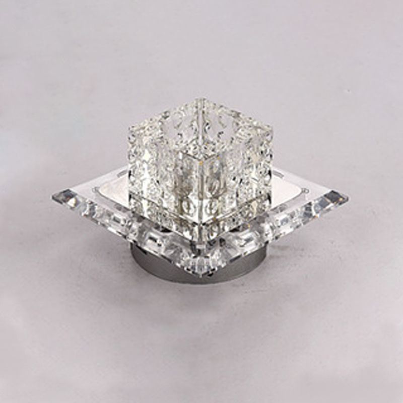 Plafonnier carré de style contemporain, plafonnier en cristal avec trou de 2 à 3.5 pouces de diamètre