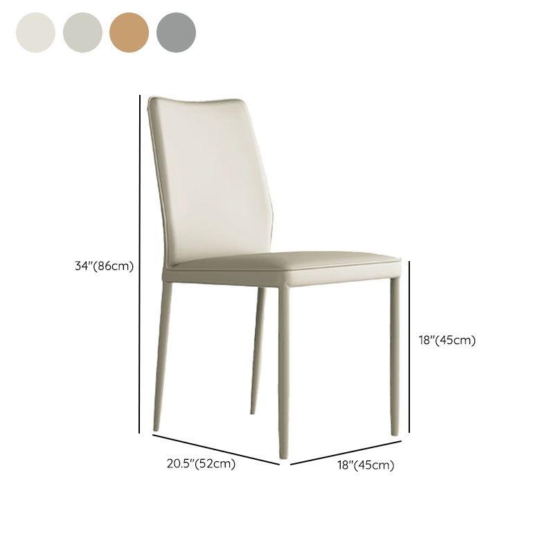 Designer Style Armless Chair Leather Parsons Back Side Chair for Restaurant