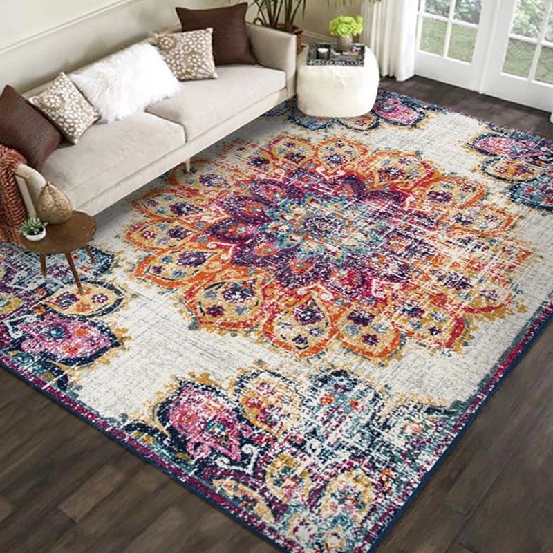 Exotic Geometric Patterned Rug Multicolored Moroccan Rug Polypropylene Stain Resistant Non-Slip Backing Machine Washable Carpet for Room