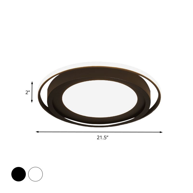 Acrylic Round Flush Lighting Modern LED Flush Mount in White/Black for Bedroom, White/Warm Light