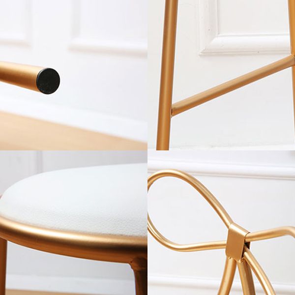 Glam Armless Backrest Counter Stool Iron Bar Stool with Leather Cushion
