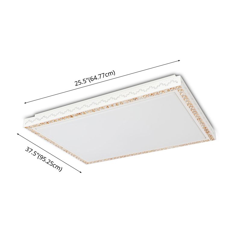 Nordic Geometric Shaped Ceiling Lamp Crystal Living Room LED Flush Mount Light in White