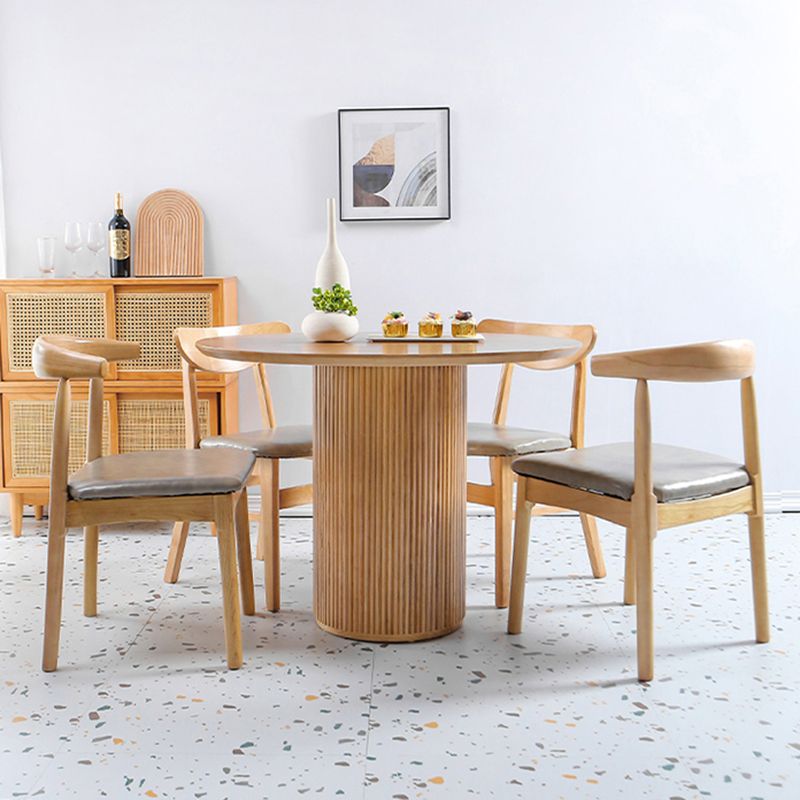 Table de salle à manger en bois massif de pin, table de pub ronde moderne avec pieds au fini naturel