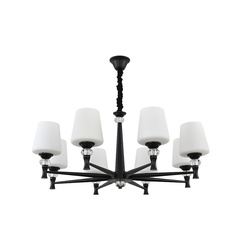 Glass Shade Metal Chandelier Light Fixtures American Style Multi-Head Bell Suspension Lamp