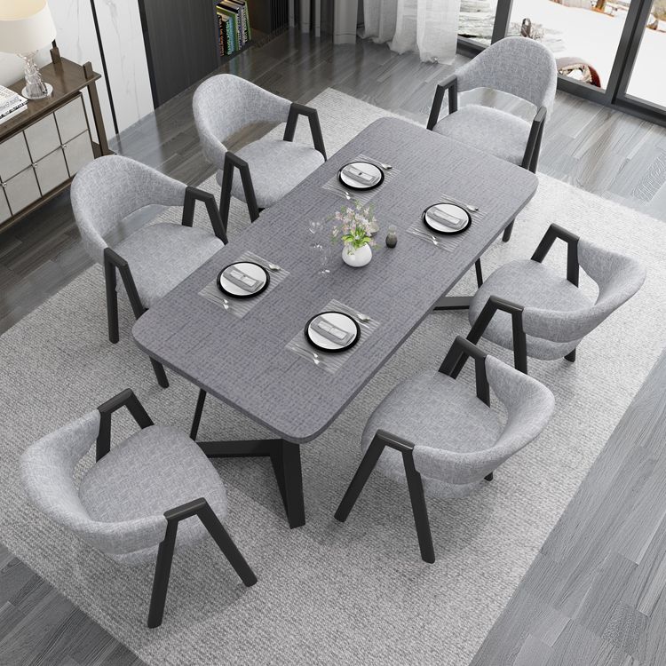 Contemporary Gray Standard Dining Set MDF Rectangle Shape Dining Set for Kitchen