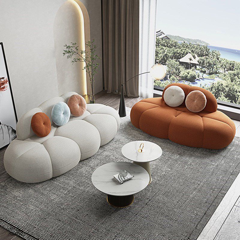 Contemporary Armless Curved Sofa Wool Sofa with Tight Back for Living Room