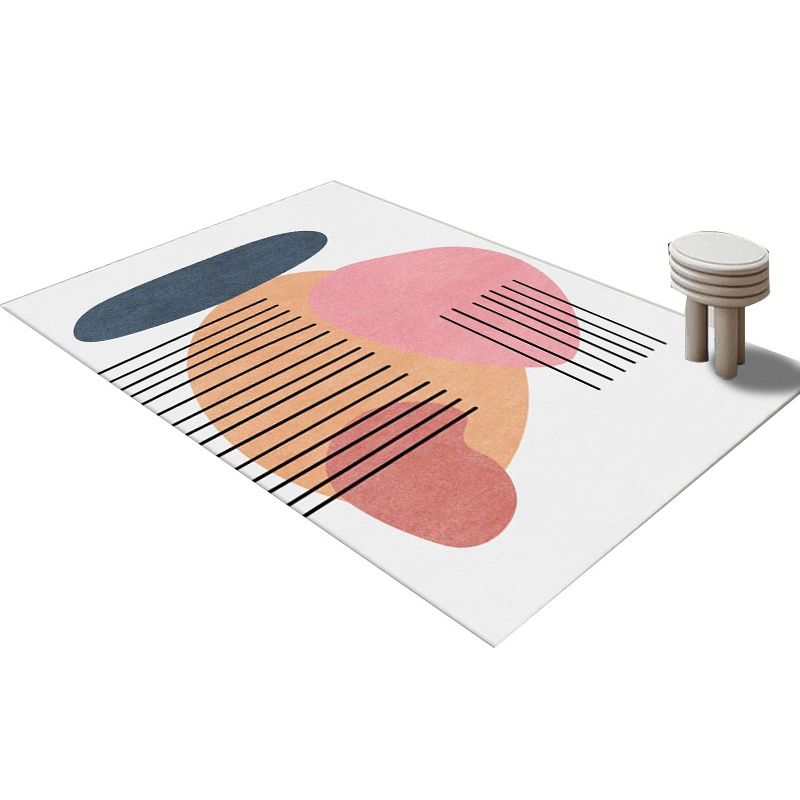 Pink Color Block Area Rug Polyester Modern Indoor Rug Washable Rug for Living Room