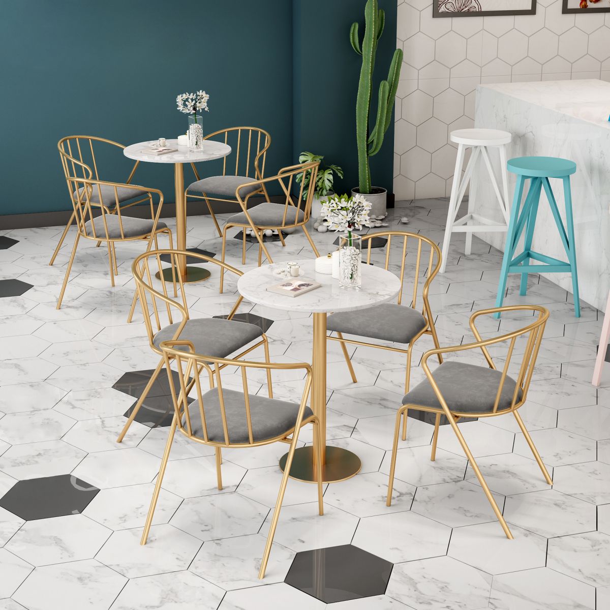 Glam Sintered Stone Dining Set Round 1/2/3/5 Pieces Dining Set for Home Use