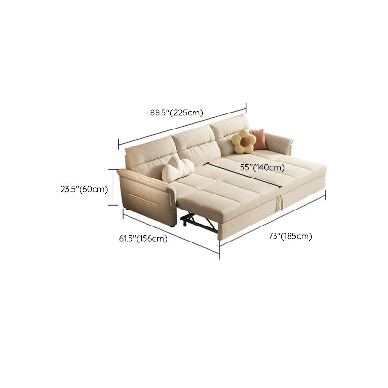 Glam White Futon and Mattress Flared Arms Folding Futon Frame