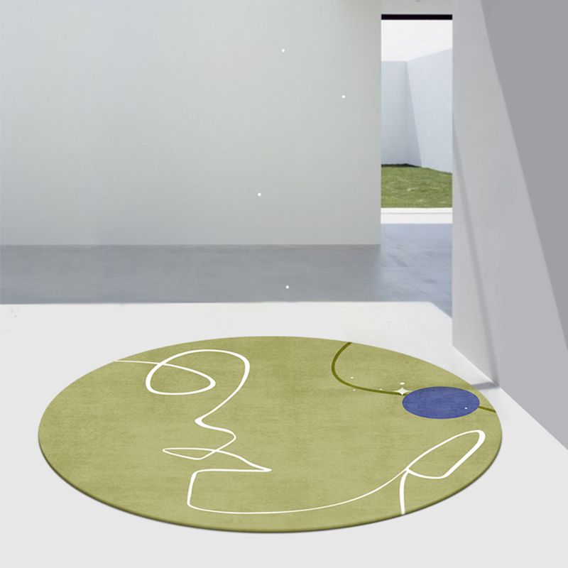 Green Modern Rug Polyester Abstract Print Rug Washable Rug for Living Room