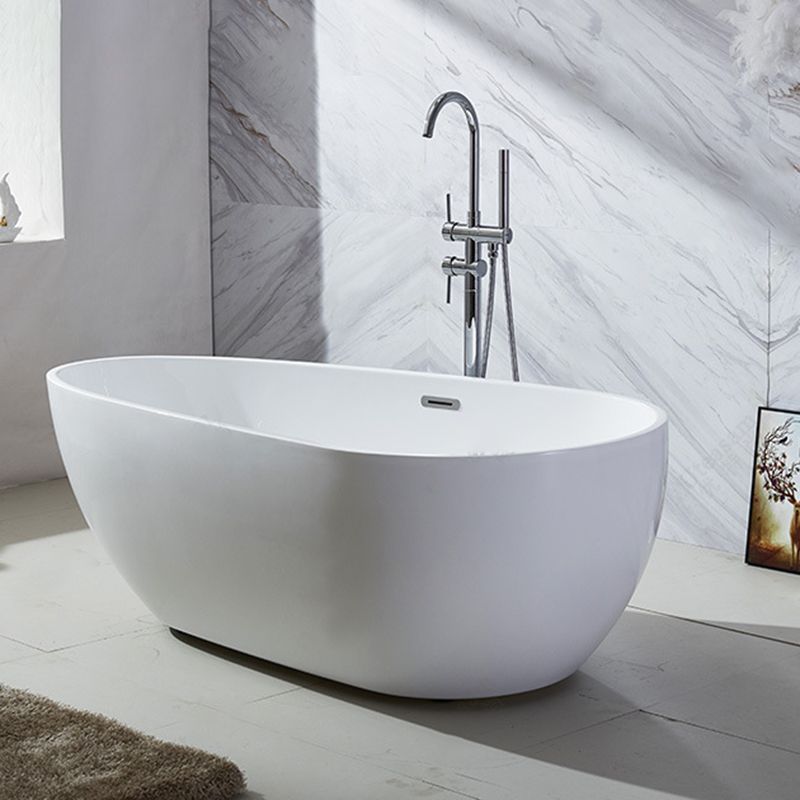 Modern Soaking Bathtub Oval with Drain Acrylic Freestanding Bath Tub