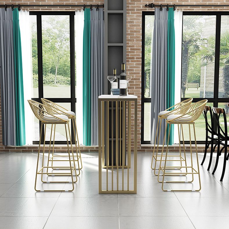 Glam Rectangle Bar Table Set 1/2/5 Pieces Stone Bar Table with High Stools