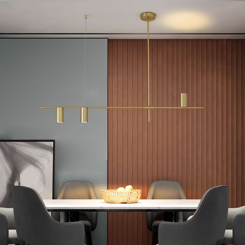 Multiple-Light Cylinder Island Pendant Modern Metal Island Lighting
