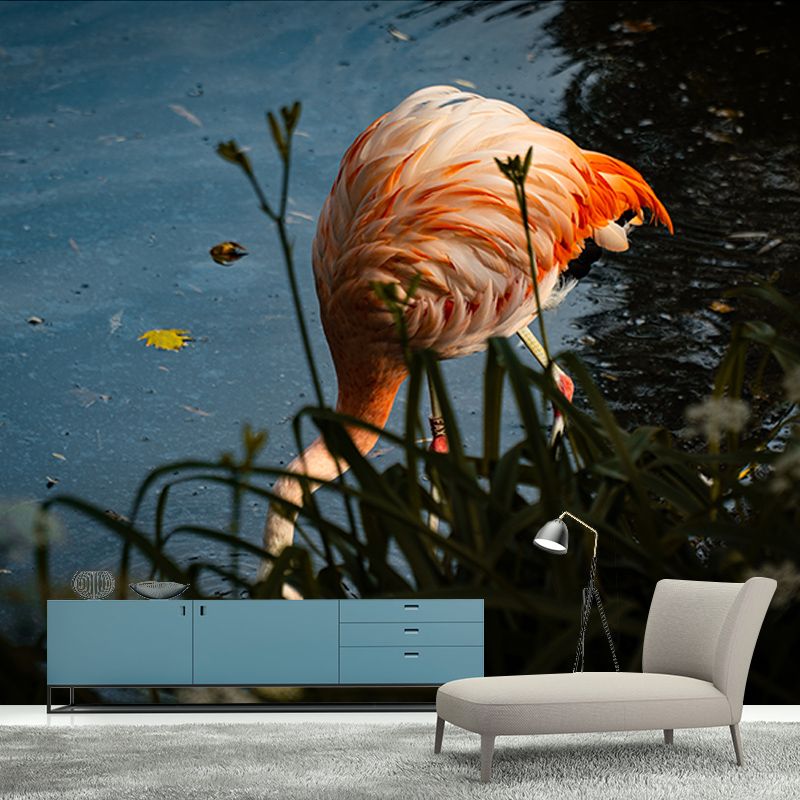 Flamingo Wall Mural Tropical Living Room Wall Covering, Personalized Size Available