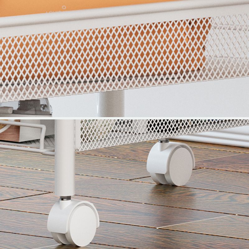 Modern Metal Bookcase with Wheels Open Bookshelf for Living Room