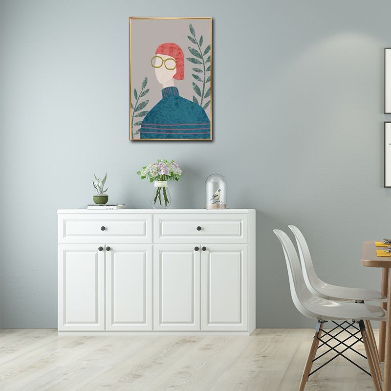 Toile d'art mural texturé, décoration murale avec figurines de mode nordique, couleur douce pour la maison