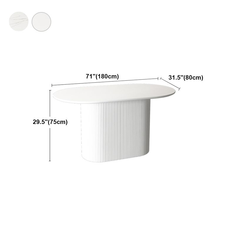 Mesa de comedor ovalado contemporánea de la base de madera sólida con base de pedestal