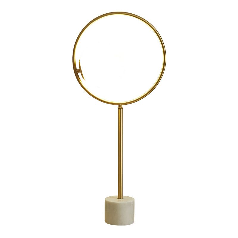 Postmodern 1-Light Table Lamp Gold Finish Ball Nightstand Light with Shade