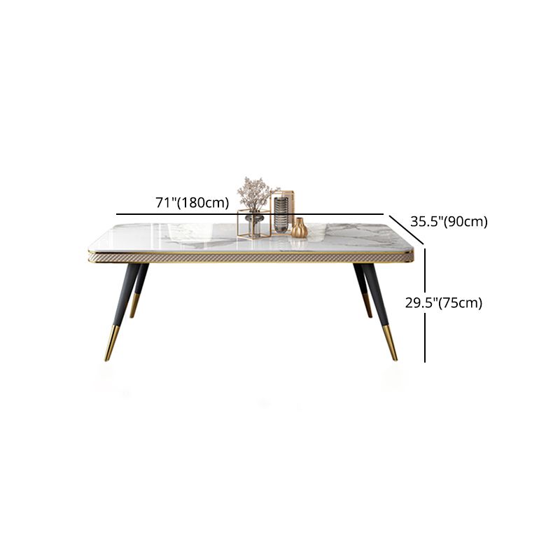 Glam 1/4/5/7 Pieces White Dining Table Set with Sintered Stone Top Rectangle Dinette Set