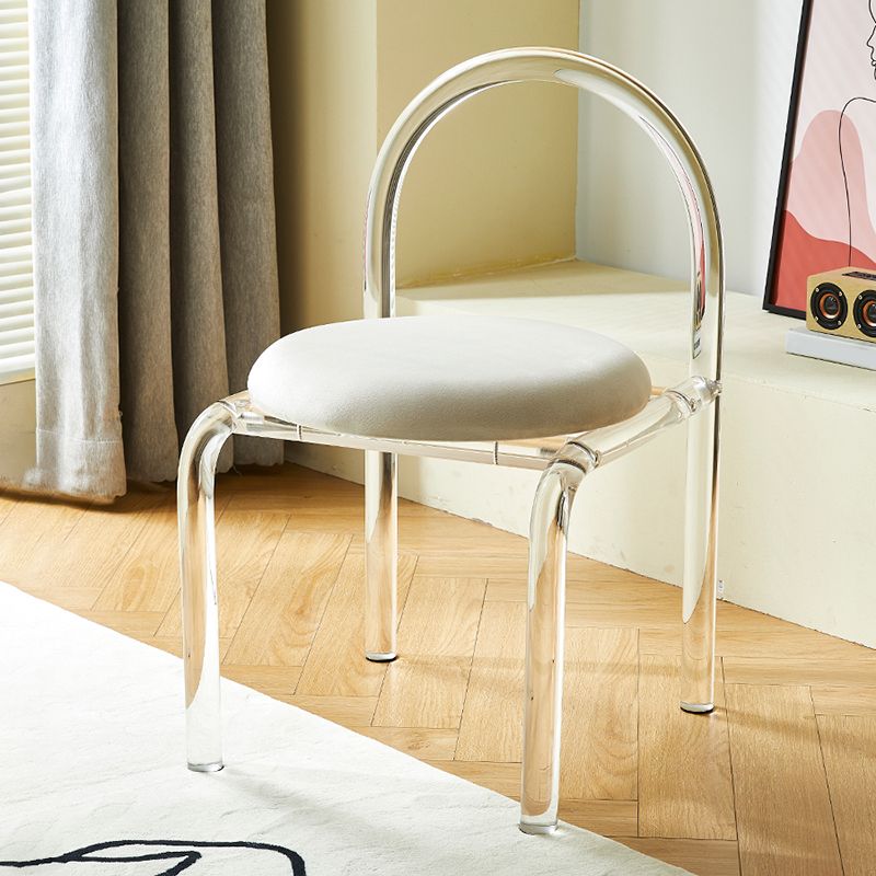Contemporary Style Open Back Upholstered Acrylic Base Dining Side Chair