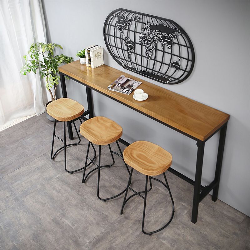 Industrial 1/4/6 Pieces Bar Table Set Rectangle Pine Wood Counter Table with High Stools