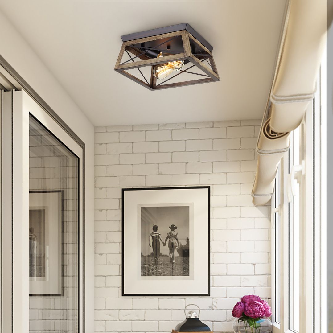 Luminaires encastrés carrés, lustre métallique industriel à montage au plafond pour couloir