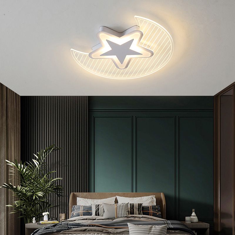 Crescent und Star LED Flush Light Nordic Acryl Schlafzimmer Deckenmontierte Leuchte