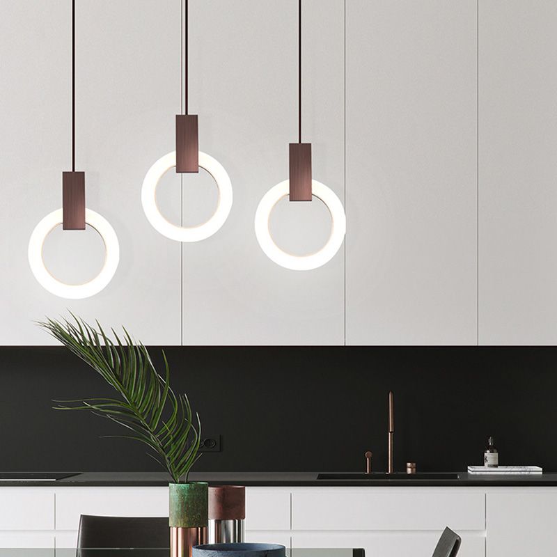 Halo Ring Pendant Light Fixture Simple Acrylic Dining Room LED Suspended Lighting