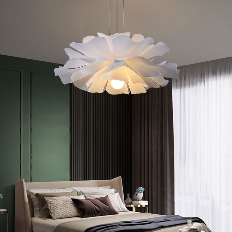 2-Light Pendant Lighting Modern Style White Lotus Shape Suspension Lighting