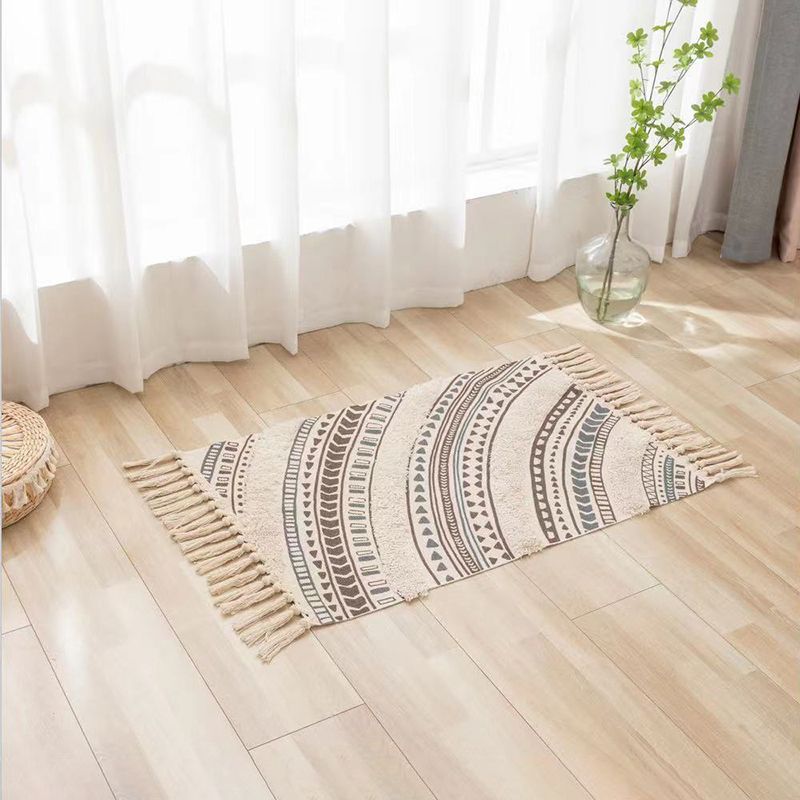 Fancy Boheemse tapijt Green Polyester Americana Print Area Carpet Fringe Rug voor woningdecoratie