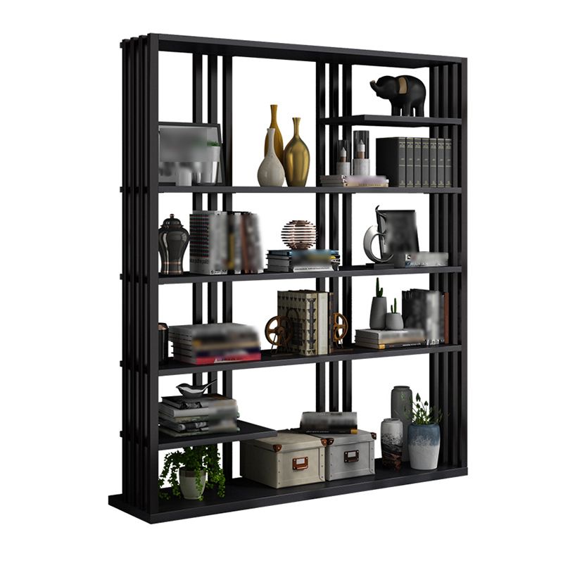 Industrial Style Bookshelf Open Shelf Vertical Metal Shelf with Rectangular Shelves